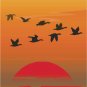 Geese Sunset Vector Art on Canvas