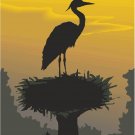 Heron Sunset Vector Art on Canvas