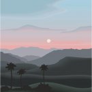 Mountain Sunset Vector Art on Canvas