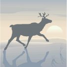 Reindeer Sunset Vector Art on Canvas