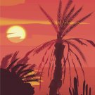 South Pacific Sunset Vector Art on Canvas