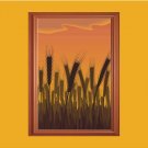 Wheat Field Sunset Vector Art on Canvas