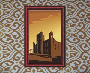 Mosque Sunset Vector Art on Canvas