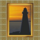 Lighthouse Sunset Vector Art on Canvas