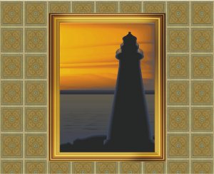 Lighthouse Sunset Vector Art on Canvas