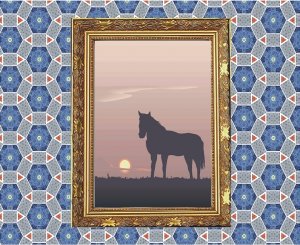 Horse Sunset Vector Art on Canvas