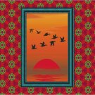 Geese Sunset Vector Art on Canvas