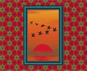 Geese Sunset Vector Art on Canvas