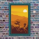Great Wall of China Sunset Vector Art on Canvas