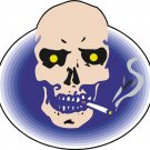 Smoking Skull Yellow Eyes Wall Decal