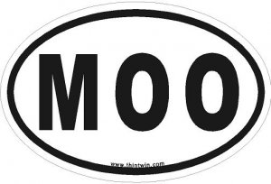 Moo Oval Car Sticker