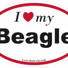 Beagle Oval Car Sticker