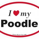 Poodle Oval Car Sticker