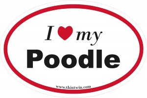 Poodle Oval Car Sticker