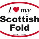 Scottish Fold Oval Car Sticker