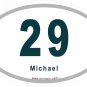 Custom Sports Name and Number Oval Car Sticker