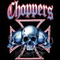 CHOPPERS BLACK TEE T SHIRT 3 SKULLS SIZE L / G16