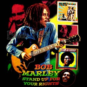 BOB MARLEY BLACK REGGAE TEE T SHIRT JAMAICA Sz. L / E67