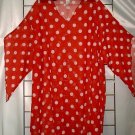 9x - Pointy Elvira Sleeve Top - RED W/WHITE DOTS