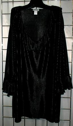 1x - Black Ribbed Ruffle Front w/ Bell Sleeves