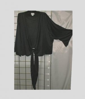 3x/4x - Tie Front Bolero Jacket - BLACK