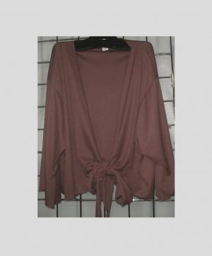 5x/6x - Tie Front Bolero Jacket - BROWN