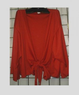 5x/6x - Tie Front Bolero Jacket - BURGANDY