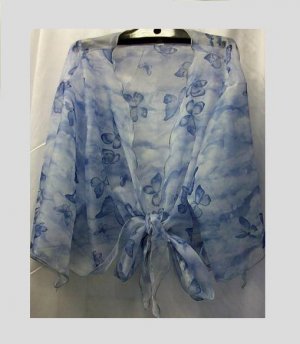 3x/4x - Tie Front Bolero Jacket - BUTTERFLY