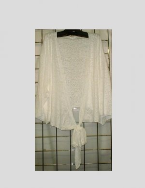 7x/8x - Tie Front Bolero Jacket - WHITE LACE