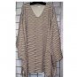 8X - Double-knit V-neck Top - BEIGE/WAVY STRIPES