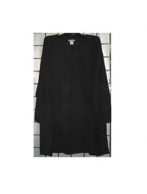 4X -V-neck Fleece Top - BLACK