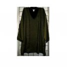 4X -V-neck Fleece Top - HUNTER GREEN