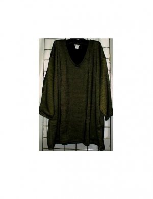 4X -V-neck Fleece Top - HUNTER GREEN