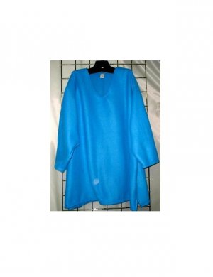 7X -V-neck Fleece Top - SOLID BLUE