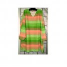 10X - Long-sleeve V-neck Top - ORANGE/GREEN TIE-DYE LOOK
