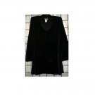 5x - Long-sleeve V-neck Stretch Velvet Top - BLACK