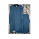 5X - Crew Neck Ribbed Shorts Set - BLUE