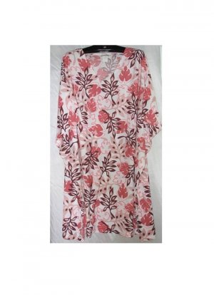 9x - V-neck Shorts Set - PINK/BROWN LEAVES PRINT