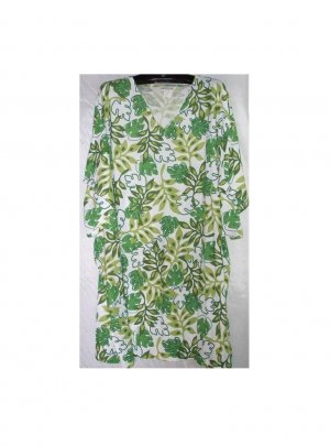 8x - V-neck Shorts Set - WHITE/GREEN LEAVES PRINT