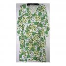 9x - V-neck Shorts Set - WHITE/GREEN LEAVES PRINT