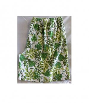 10X - V-neck Shorts Set - WHITE/GREEN LEAVES PRINT