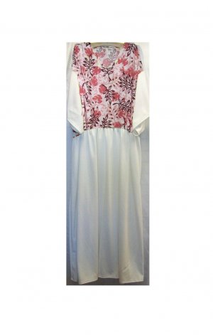 7x/8x - Short-sleeve Empire Waist House Dress - MAUVE FLORAL