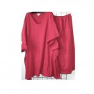 9x - V-neck Skirt Set - Cotton/Lycra - DARK RED