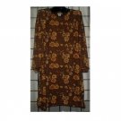 10X - Crew Neck Top with 3/4 Sleeves - BROWN FLOWER PRINT