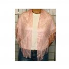 ONE SIZE PLUS - Lace Shawl w/ Fringe - PINK