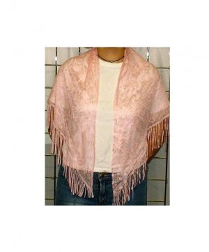 ONE SIZE PLUS - Lace Shawl w/ Fringe - PINK