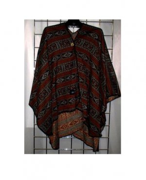 ONE SIZE PLUS - Poncho - RUST/KILIM DESIGN