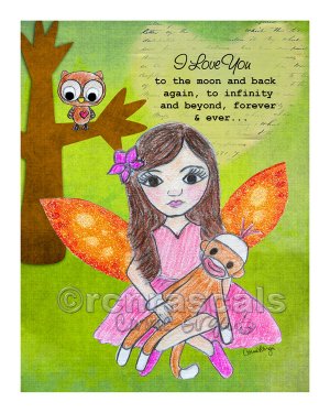 Forest Fairy and Sock Monkey 8 x 10 Print