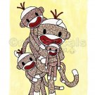 ART PRINT 8x10 Sock Monkey Family - your choice of up to 5 kids