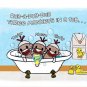 ART PRINT 7x5 Rub A Dub Dub Sock Monkeys in a Tub (Personalization also available)